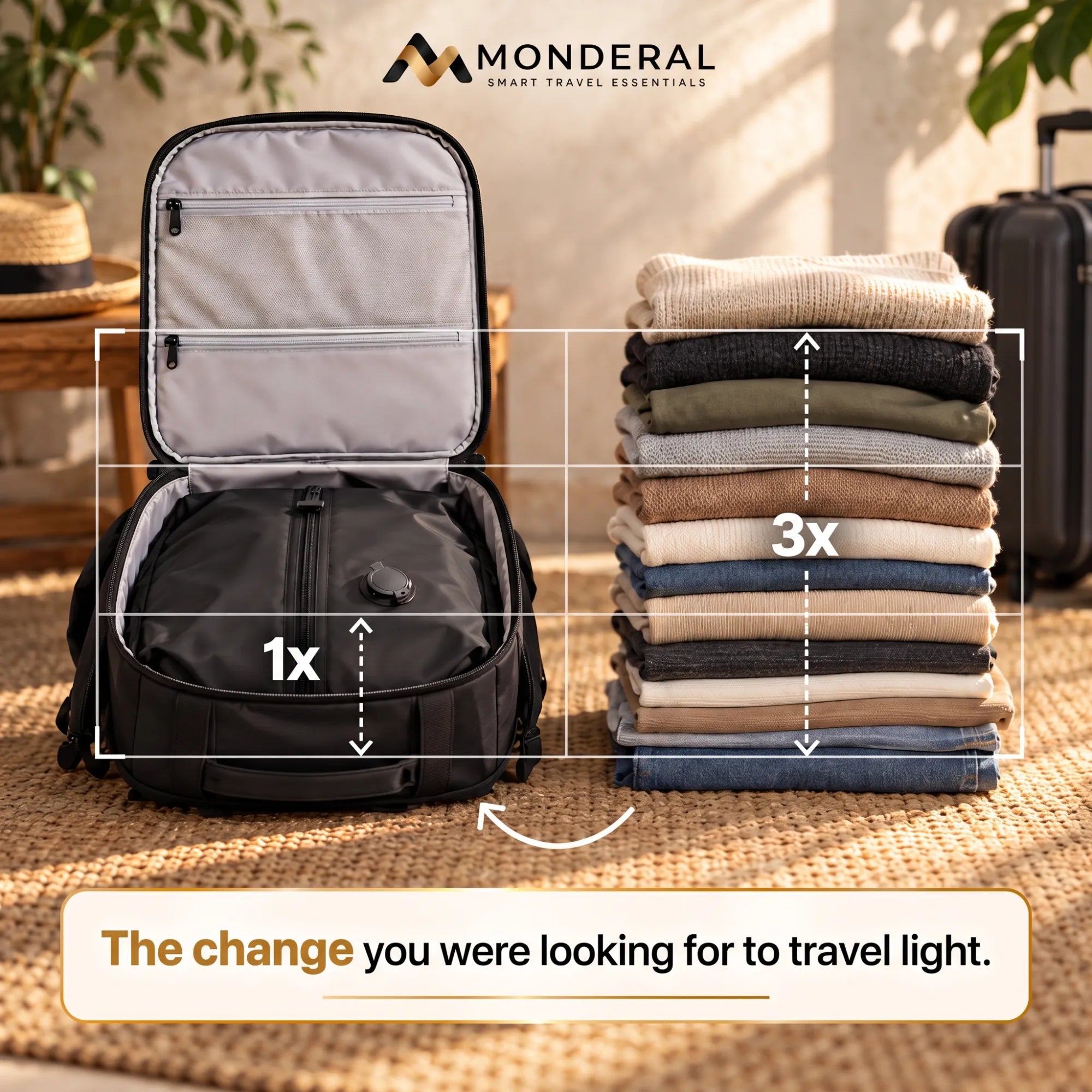 The change you were looking for to travel light: a backpack holds three times the clothes