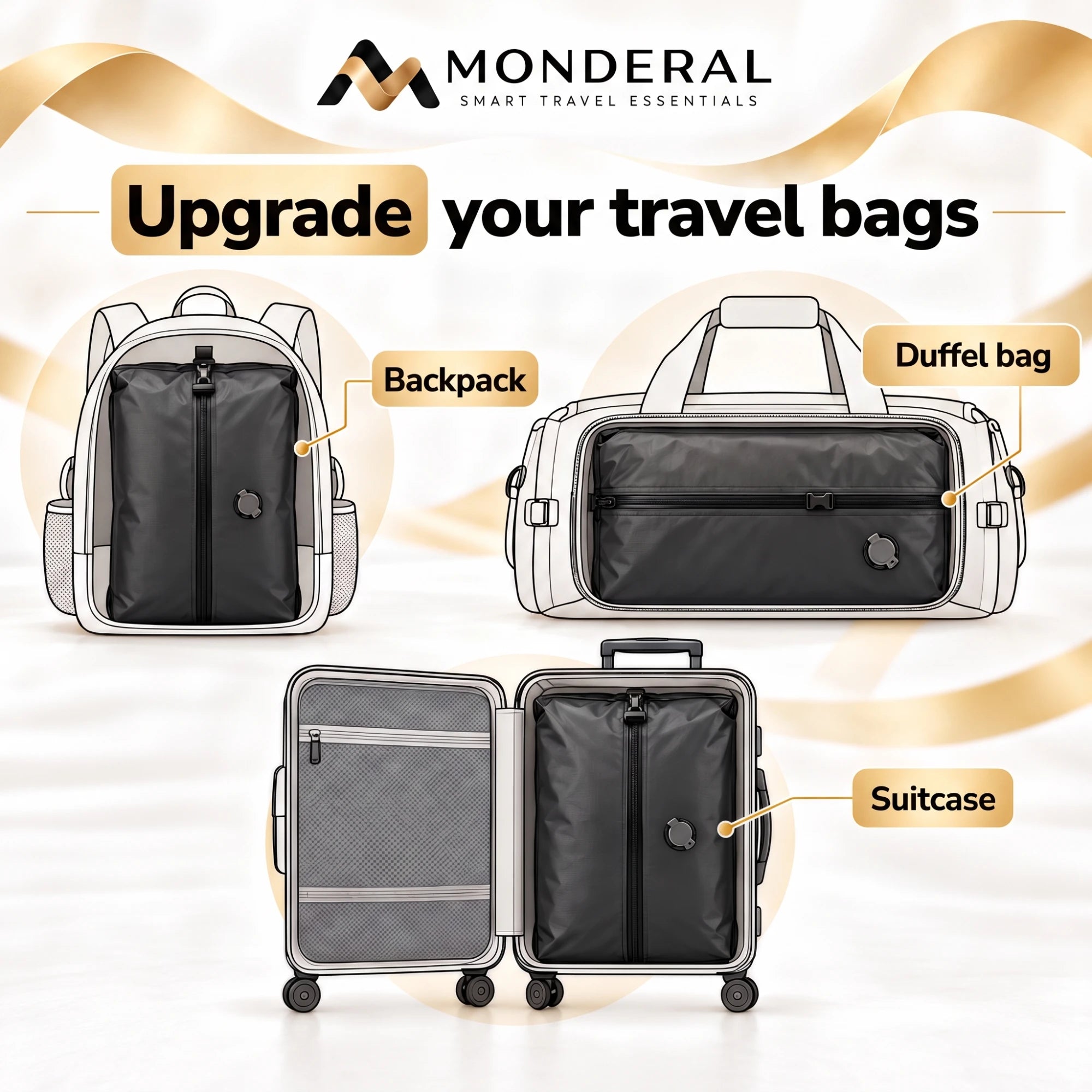Upgrade your travel bags: works in a backpack, a duffel bag and a suitcase